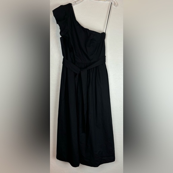 NEW J.Crew $128 One Shoulder Ruffle Midi Dress in Black Size 12 0906 - Picture 1 of 12